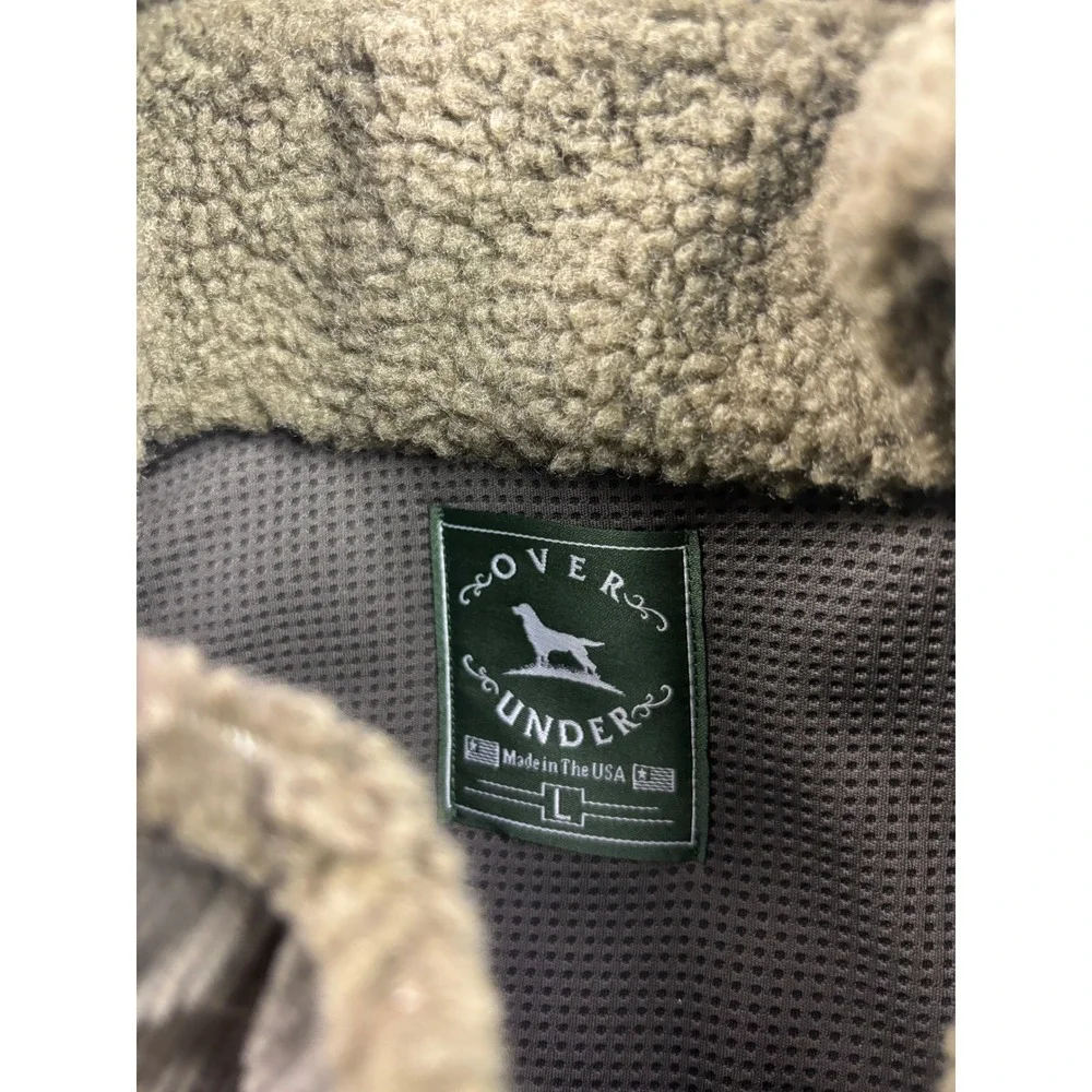 Over Under High Country Fleece Vest Mens Large Green Sherpa Full Zip Made in USA